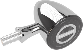 HIGHSIDER Rocket Bullet LED tail, brake, and turn signal lights in chrome finish, mounted on motorcycle for visibility and style.