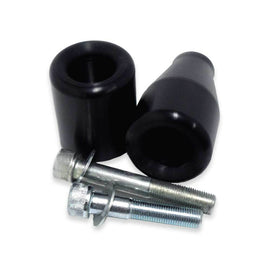 SHOGUN Frame Sliders No Cut Black for body protection on motorcycles, featuring durable black body-mounted design.