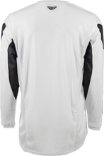 Load image into Gallery viewer, Fly Racing Kinetic Mesh Jersey in white and black, lightweight motocross jersey with breathable mesh fabric.