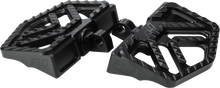 Load image into Gallery viewer, FLO MOTO Savage Miniboards black foot controls with textured surfaces for motorcycle footpeg installation.