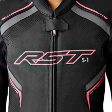 Load image into Gallery viewer, Womens S1 D3o Leather Jacket Blk/Flo Pink Xl