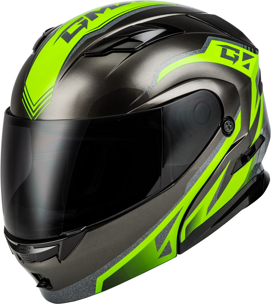 Md 01 Volta Helmet Black/Silver/Green Metallic Lg