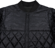 Load image into Gallery viewer, Black DBK liner jacket with a sleek design, shown on a hanger, featuring a smooth fabric and subtle stitching details.