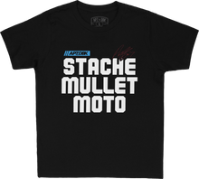 Load image into Gallery viewer, Stache Mullet Moto Youth Tee Black Yx
