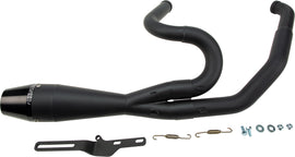 SAWICKI 2in1 TC Flt Shorty black motorcycle exhaust system on display, showcasing its compact design and sleek finish.