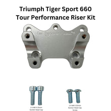 Load image into Gallery viewer, Handlebar Risers Silver W/Ram Ball Tri