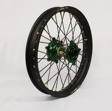 Load image into Gallery viewer, Wheel Rear 1.85x19 Green Hub Blk Rim/Blk Spoke/Gld Nipple