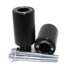 SHOGUN Pa2 Frame Sliders mounted on motorcycle body, showing protective metal and rubber components for crash protection.