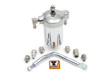 Load image into Gallery viewer, V-Twin oil filter canister kit attached to motorcycle oil tank, showing the durable metal canister and filter components.