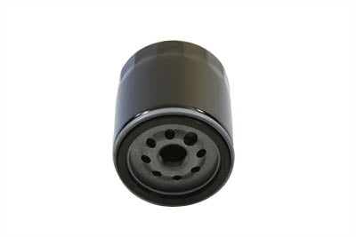 V-TWIN Hex Spin On Oil Filter attached to an oil tank, showing the durable metal construction and threaded connection.