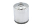 V-TWIN Hex Spin On Oil Filter attached to oil tank, showing the durable metal construction and hexagonal shape for easy installation.