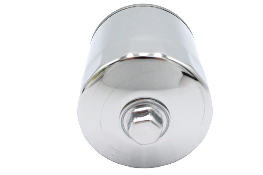 V-TWIN Hex Spin-On Oil Filter attached to an oil tank for motorcycle or vehicle lubrication.
