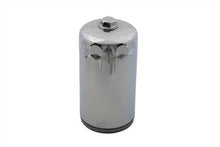 Load image into Gallery viewer, V-TWIN hex spin-on oil filter attached to an oil tank, used for motorcycle or engine oil filtration.