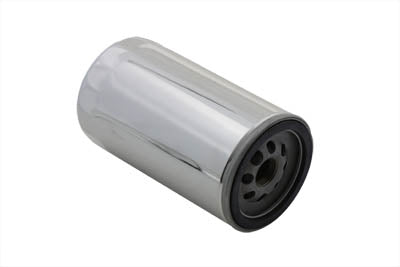 V-TWIN Hex Spin On Oil Filter attached to an oil tank, durable metal construction, designed for easy installation and secure fit.