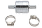 Chrome Wyatt Gatling Gatling crankcase breather vent canister for fuel and air system, featuring a sleek, polished design.