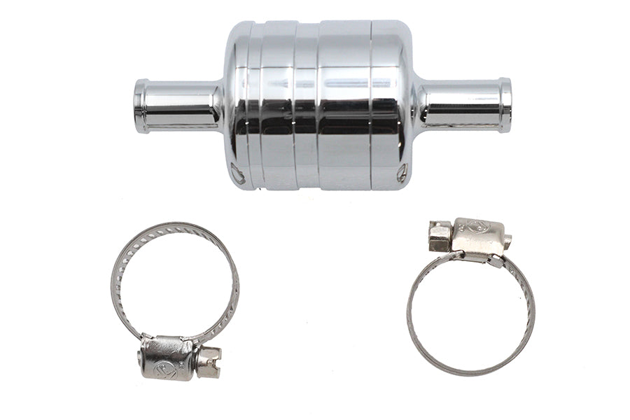 Wyatt Gatling Chrome Crankcase Breather Vent Canister for fuel and air system, with polished chrome finish and vent opening.