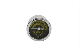 Accel oil pressure gauge mounted on an oil tank, featuring a clear dial and precision measurement for vehicle oil systems.
