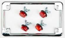 Load image into Gallery viewer, License Plate Frame W/4 Red Reflectors Chrome