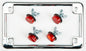 License Plate Frame W/4 Red Reflectors Chrome