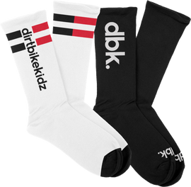 Pair of DBK Basic Socks 2 Pack in white and black, showing comfortable cotton fabric and classic sock design.