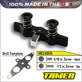 Tamer Double Button X-Wing suspension in black, featuring a sleek design with two buttons and X-wing style structure.