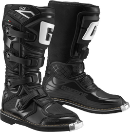 Black Gaerne SG-J motorcycle boots with sturdy design and secure straps, featuring the Gaerne logo on the side.