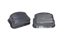 Load image into Gallery viewer, Chrome ribbed Panhead engine cover set by Paughco, featuring a sleek, ribbed design for classic Harley-Davidson Panhead engines.