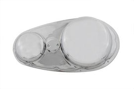 Chrome XLCH Primary Cover for Drive Line by Paughco, showing the sleek, shiny metal finish and detailed design on the cover.