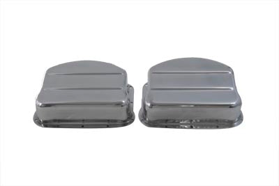 Aluminum panhead engine cover set by Paughco, featuring detailed metal components for vintage motorcycle restoration.