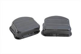 Aluminum Panhead engine cover set by Paughco, featuring polished metal components for classic motorcycle engine protection.