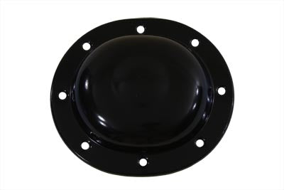 V-Twin Replica Dimple Steel Derby Cover in black for drive line applications, featuring a dimpled steel design.