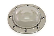 Load image into Gallery viewer, V-Twin stainless steel Dimple Derby Cover for drive line, featuring a replica V-TWIN V-twin engine design.