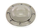 V-Twin stainless steel Dimple Derby Cover for drive line, featuring a replica V-TWIN V-twin engine design.