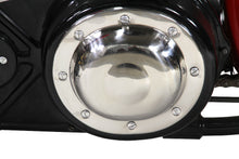 Load image into Gallery viewer, Stainless steel V-TWIN Replica Dimple Derby Cover for drive line, featuring a dimpled design, compatible with V-TWIN motorcycle models.