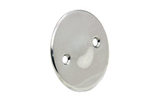 Load image into Gallery viewer, Stainless steel V-TWIN primary inspection cover for drive line, with polished finish and detailed branding, mounted on a motorcycle.