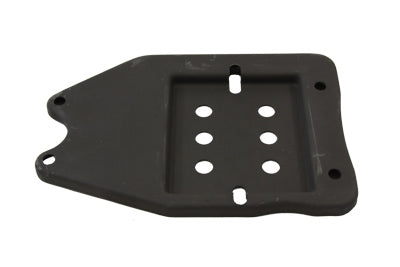 V-Twin replica oil tank plate for motorcycle oil tanks, showing detailed metal construction and mounting holes.