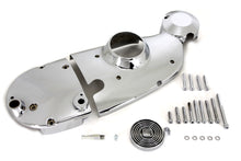 Load image into Gallery viewer, V-TWIN chrome engine cam and sprocket cover kit with polished finish, designed for motorcycle engine customization.