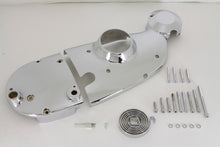 Load image into Gallery viewer, V-Twin Chrome Cam and Sprocket Cover Kit for motorcycle engine, featuring shiny chrome finish and detailed design.