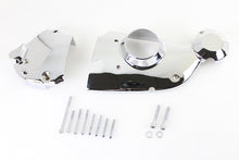 Load image into Gallery viewer, V-Twin chrome engine cam and sprocket cover kit, shiny metal finish, designed for V-Twin motorcycle engines.