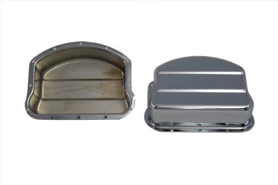 Chrome V-Twin Replica Panhead Valve Cover for motorcycle engine, featuring detailed V-Twin branding and polished finish.