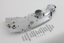 Load image into Gallery viewer, V-TWIN chrome engine cam and sprocket cover kit with polished finish, designed for motorcycle engine upgrade.