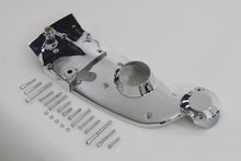 Load image into Gallery viewer, V-TWIN chrome engine cam and sprocket cover kit installed on motorcycle engine, showcasing shiny metallic finish and detailed construction.