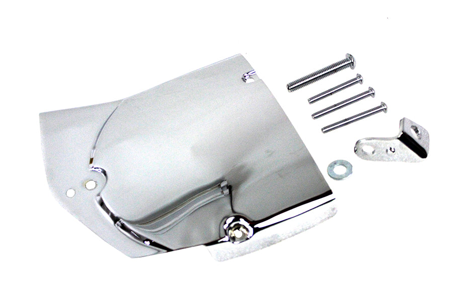 V-Twin Drive Line Transmission Sprocket Cover Trim for motorcycle, chrome finish, decorative and protective accessory.