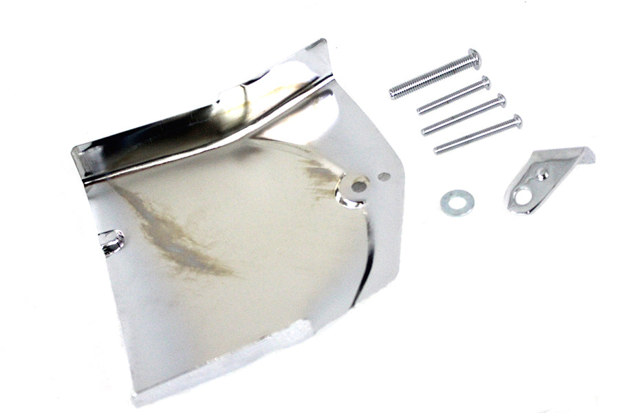 V-Twin Drive Line transmission sprocket cover trim, chrome finish, designed for V-Twin motorcycle drive systems.
