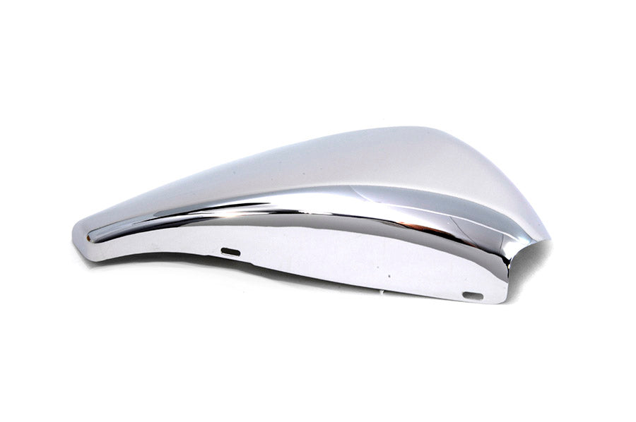 Chrome V-Twin Battery Left Side Cover for electrical systems, showcasing the polished, durable metal finish.