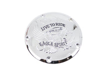 Load image into Gallery viewer, Chrome V-TWIN Eagle Spirit derby cover for drive line, featuring detailed eagle design on motorcycle engine part.
