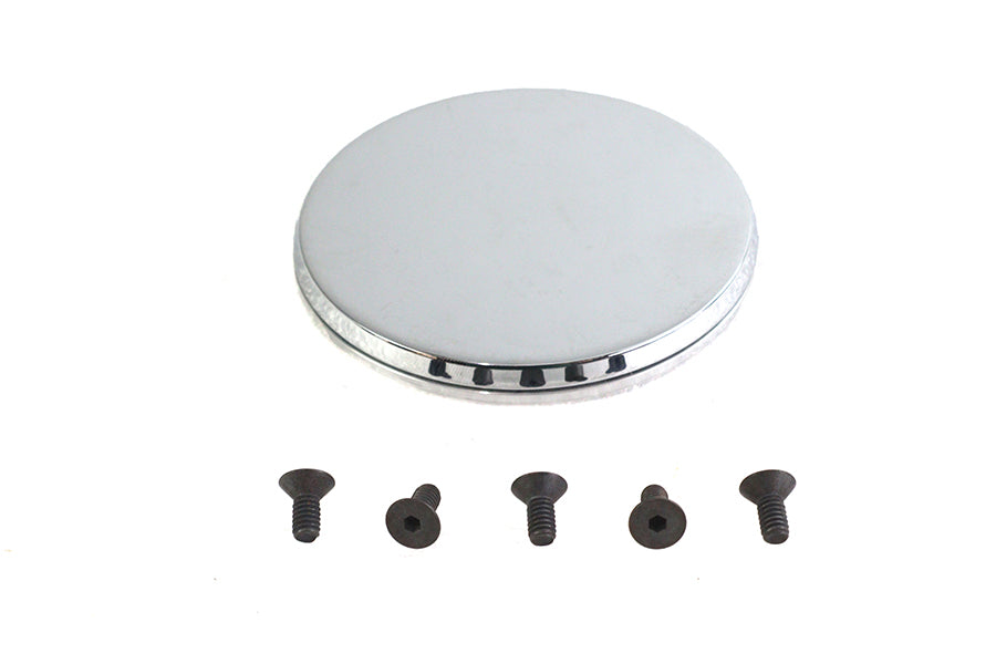 V-TWIN Smooth Chrome Ignition System Cover with Hidden Screws for motorcycle electrical system, featuring polished chrome finish and concealed screws.