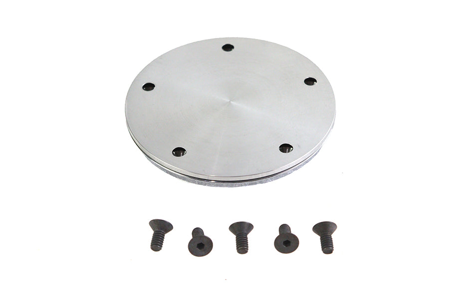 V-TWIN smooth chrome ignition system cover with hidden screws, designed for motorcycle electrical components.
