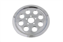 Load image into Gallery viewer, Chrome V-TWIN Outer Pulley Cover with 70 teeth for drive line, showcasing a sleek, shiny finish and precise fitting.