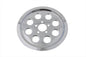 Chrome V-TWIN Outer Pulley Cover with 70 teeth for drive line, showcasing a sleek, shiny finish and precise fitting.